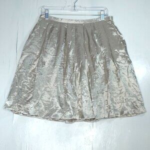 White House Black Market Silver Pleated Mini Skirt 8 Glam Chic Coquette